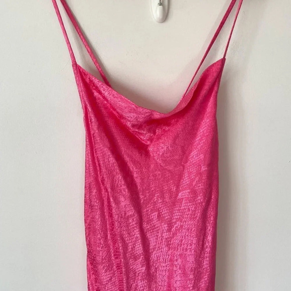 Zara  Jacquard Animal Detail Slip Mini Dress Hot Pink Sz Small NWT - Picture 8 of 12
